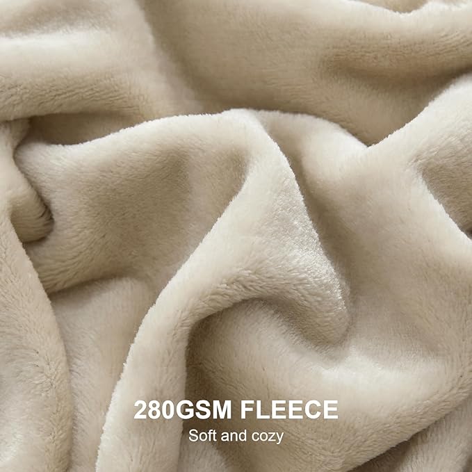 Hansleep Fleece Taupe Full Blanket, Super Soft Flannel Fuzzy Plush Cozy Blanket for All Seasons, Taupe, Full 84x90 Inches