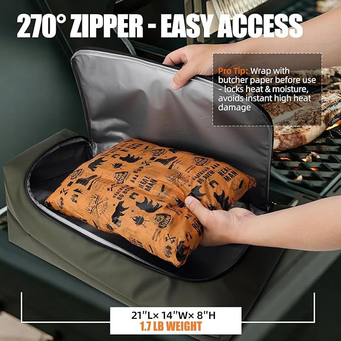 270° Opening BBQ Blanket for Resting Meat, Insulated Leak-Proof Meat Resting Bag for Brisket Turkey Pork, Smoker Accessories for Party Kitchen Camping, Anniversary Birthday Gift for Men Dad Husband