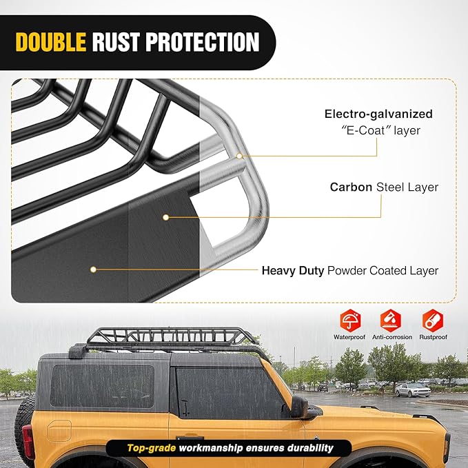 Nilight 51" X 36" X 5" Universal Roof Rack Cargo Basket Heavy-Duty 200LBS Capacity Rooftop Cargo Carrier Luggage Holder & Soft Waterproof|Cargo Bag|Net|Ratchet Straps for SUV Truck Vehicle