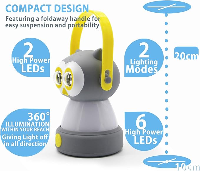 Outdoor Equipment LED Camping Lantern & Headlamp Set for Kids, FANT.LUX Battery Powered Night Light for Emergency, Hurricane, Lightweight Tent Lamp for Children (Owl Set)