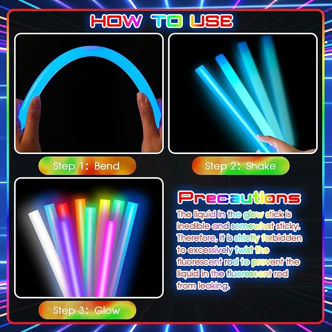 Lewtemi 10 Pcs Large Glow Sticks Big Giant Jumbo Halloween Christmas Emergency Light Stick for Camping Accessories, Survival Kit