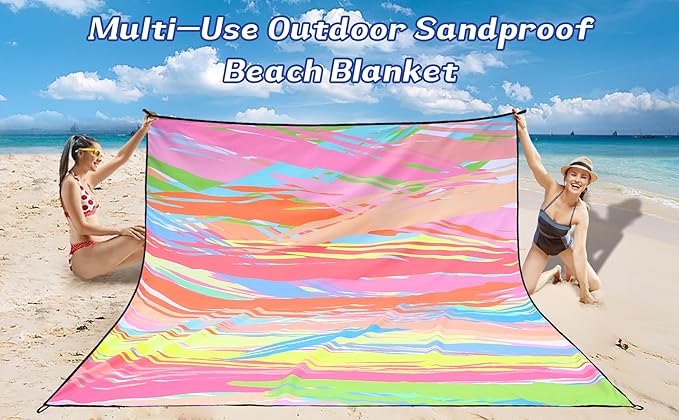 HIHOHO Beach Blanket Waterproof Sandproof Extra Large Beach Mat 79" X 83"/120"x108"for 1-8 Adults Quick Drying Durable Outdoor Picnic Mat for Beach Travel Camping Hiking