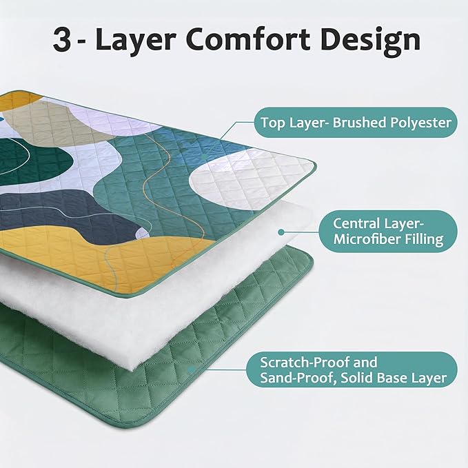Exclusivo Mezcla Waterproof Picnic Blankets 60x80 Inch, 3 Layer Extra Large, Sandproof and Foldable Outdoor Blanket for Beach Camping, Park and Travel