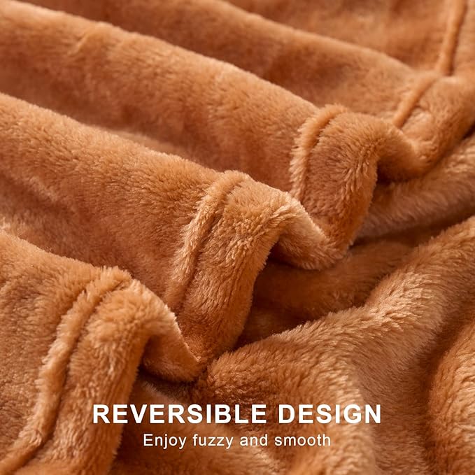 Hansleep Fleece Pumpkin Orange Queen Blanket, Super Soft Flannel Fuzzy Plush Cozy Blanket for All Seasons, Pumpkin Orange, Queen 90x90 Inches