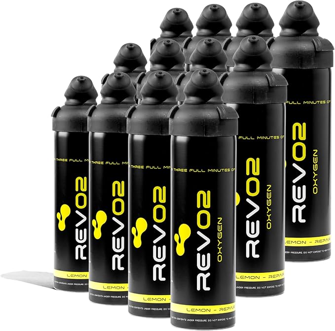 Oxygen Can | 98% Pure Portable Oxygen for Recovery, Immunity & Hiking | 10L Canister with Leak-Proof Mouthpiece & Trigger Lock | Natural Citrus Boost for Breathing, Energy & Wellness - Lemon 12 Pack