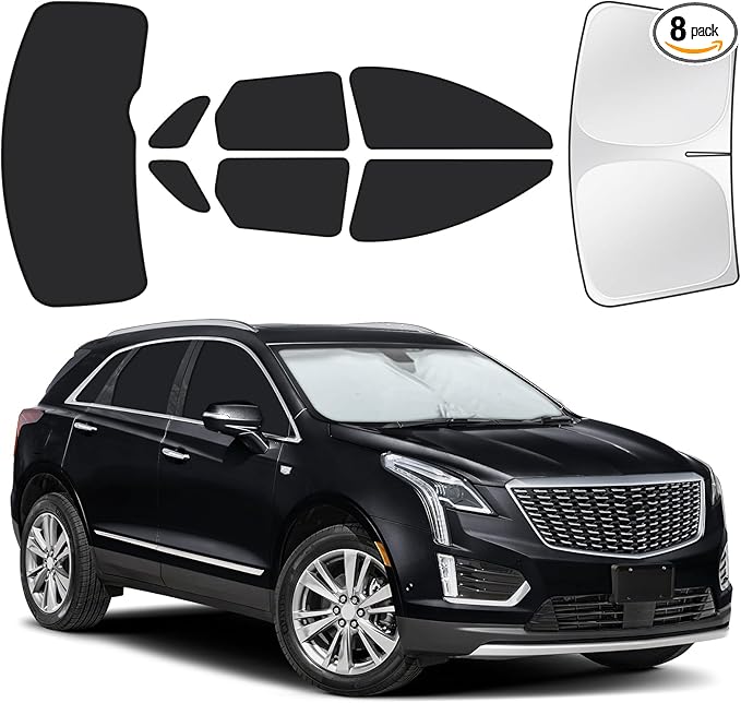 for Cadillac XT5 2017-2025 Car Window Shades, 8pcs Privacy Sun Shade Set for Front Windshield Side and Rear Windows, Full Window Covers Keeps Vehicle Cool for Camping Napping