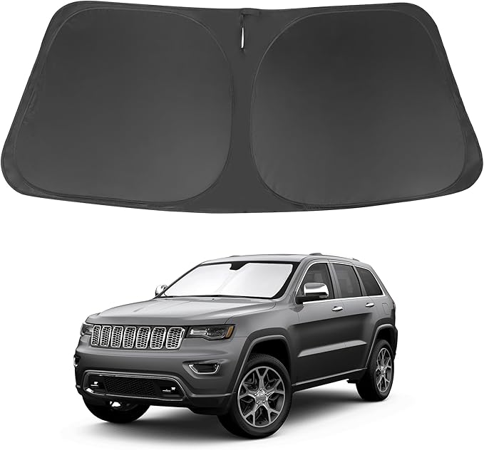Windshield Sun Shade Fit for 2011-2024 2025 2026 Jeep Grand Cherokee Accessories (NOT for Grand Cherokee L & Jeep Cherokee) Foldable Window Sunshade