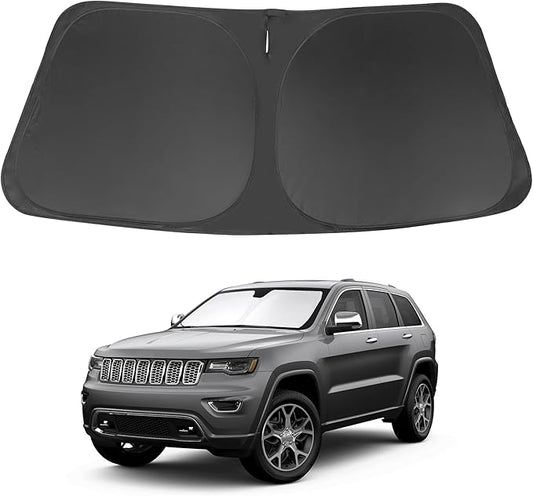 Windshield Sun Shade Fit for 2011-2024 2025 2026 Jeep Grand Cherokee Accessories (NOT for Grand Cherokee L & Jeep Cherokee) Foldable Window Sunshade