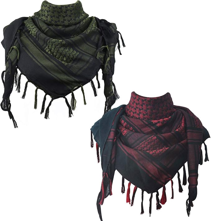Explore Land Cotton Shemagh Keffiyeh Tactical Desert Scarf Neck Head Wrap with Tassel for Men Women