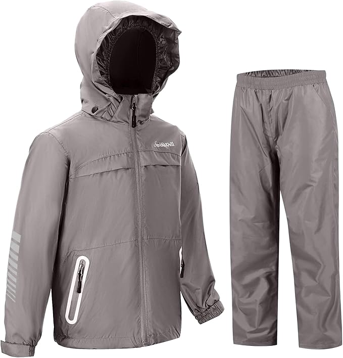 SWISSWELL Kids Rain Gear Boys Girls Youth Waterproof Rain Suit Breathable Reflective Raincoat and Pants