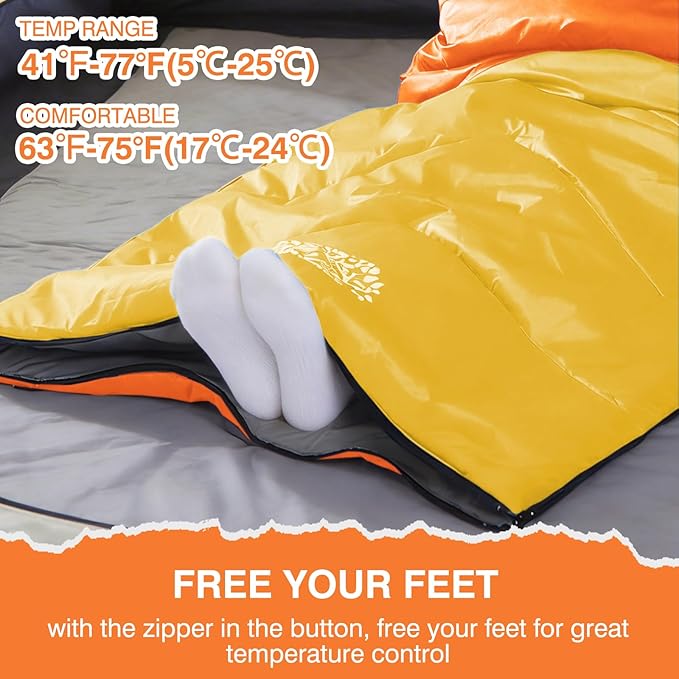 Sleeping Bag 4 Seasons Adults & Kids for Camping Hiking Trips Warm Cool Weather,Lightweight and Waterproof with Compression Bag,Indoors Outdoors Activities