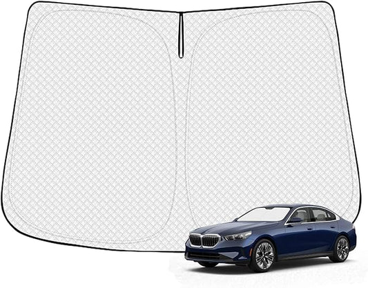 Canvcle Windshield Sun Shade for 2024-2025 2026 BMW 5 Series Accessories Thicken 6-Layer Front Window Sunshade Cover Sun Visor Protector Foldable Block UV Rays Keep Vehicle Cool
