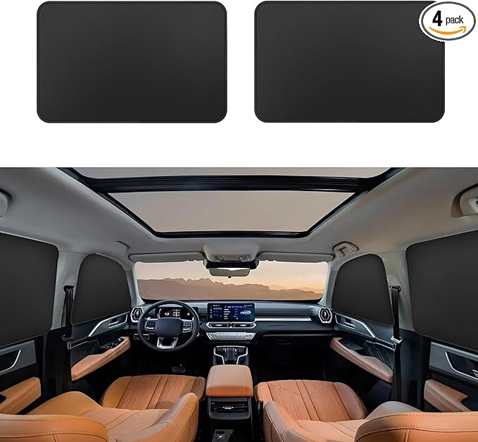 Side Window Shade Car Curtains - Privacy Sun Shades Magnetic 100% Block Light Car Window Covers with Cooler Feeling (Black, back-D-2pcs)