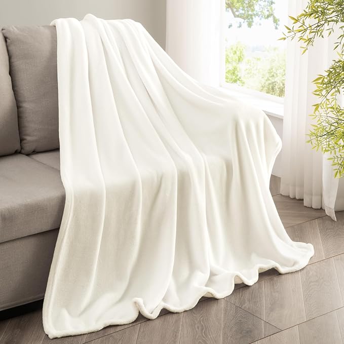 BEDELITE Fleece Blanket Cream Throw Blanket for Couch & Bed, Luxury Plush Cozy Fuzzy Blanket 50" x 70", Super Soft Warm Lightweight Fall Throw Blanket for Travel Camping