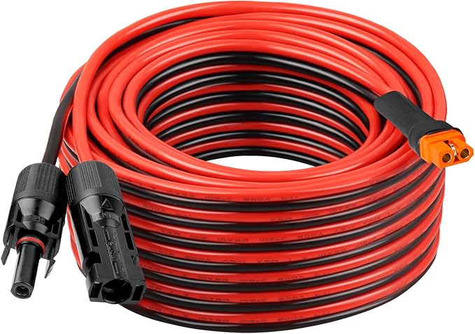 10AWG 40FT Solar to XT60i Extension Cable 3 6 10 35 50 75 100FT Heavy Duty Adapter Cable Connector XT60i Wire for Portable Power Station, Solar Panel, RV, Battery, Renewable Energy Applications