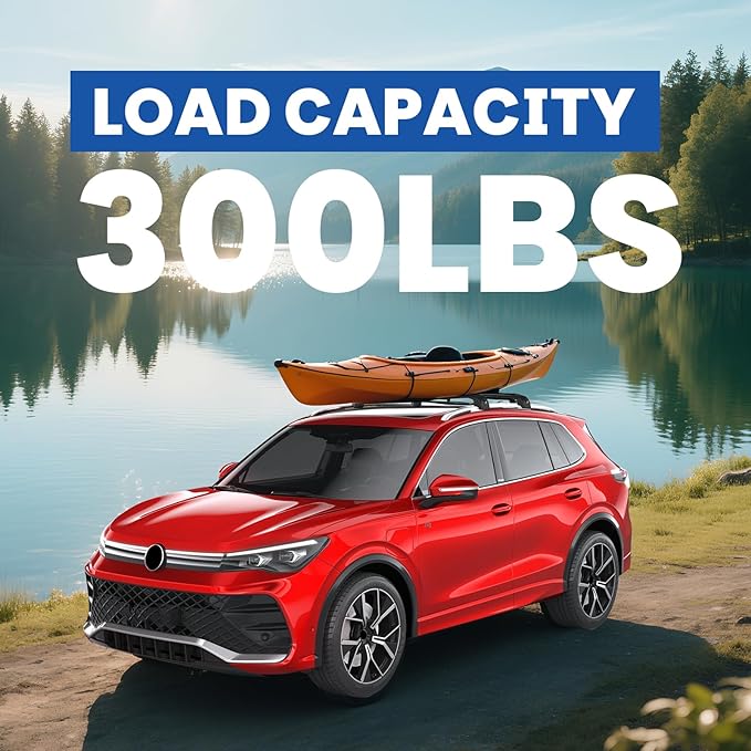300LBS Roof Rack Cross Bars Compatible with Volkswagen VW Tiguan 2018-2026/Taos 2022-2026 Heavy-Duty Aluminum Lockable Crossbars Roof Rails Cargo Carrier Luggage Canoe Kayak Bike