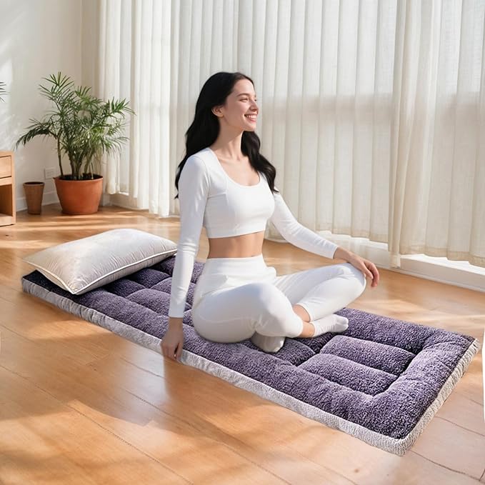Thick Camping Sleeping Pad - Lamb Fluff Camping Cot Pads for Adult, Soft Sleeping Mat, Non-Slip Camping Mattress Pad for Camp Cot/Rv Bunk/Narrow Twin Beds