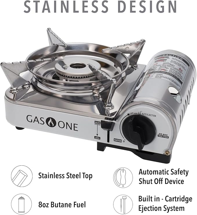 GasOne Emergency Gear Camping Mini Butane Portable Gas Stove with Carrying Case