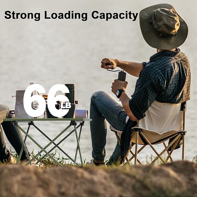 Small Folding Camping Table with Carry Bag, Portable Ultralight Compact Aluminum Beach Table, Foldable Mini Collapsible Camp Tables for Hiking Picnic Travel Cooking Outdoor, Green