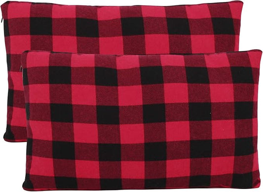 REDCAMP Small Camping Pillow Lightweight and Compressible, 2PCS Flannel Travel Pillow with Removable Pillow Cover