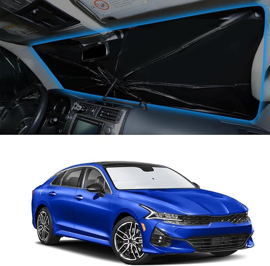 Windshield Sun Shade Umbrella Compatible with 2021-2024 2025 2026 K5 / 2020-2024 2025 2026 Sonata Accessories Front Sunshade Shield Blocker Sun Visor Heat Protection
