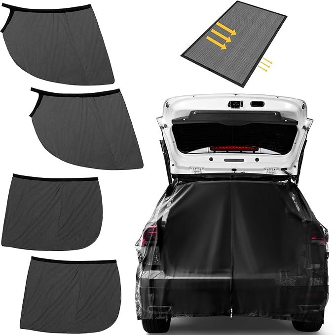 Yahenda SUV Tailgate & Window Mosquito Net Set – 6-piece Car Camping Sunshade for Outdoor Travel, Quick Install, Breathable & Durable(Large)