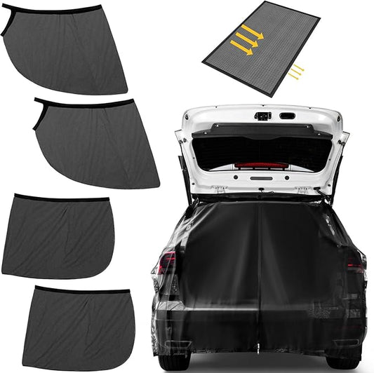 Yahenda SUV Tailgate & Window Mosquito Net Set – 6-piece Car Camping Sunshade for Outdoor Travel, Quick Install, Breathable & Durable(Large)