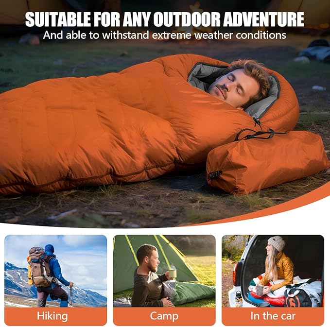 OBTANIM Sleeping Bags Portable Waterproof Camping Sleeping Bag for Adults Kids 4 Seasons Cold Weather or Warm Backpacking Hiking Travel Indoor Outdoor Use