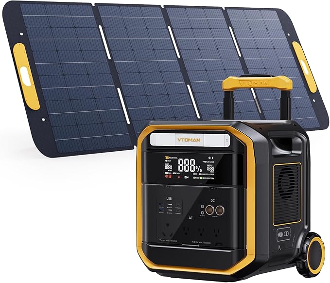 VTOMAN FlashSpeed Pro 3600 Portable Power Station, 3096Wh LFP Battery Solar Generator with 400W Solar Panel, 2Hr Fast AC Charge, 25% Efficient, UPS Home Backup with Wheels, for Outdoor RV Emergency