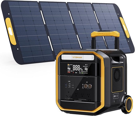 VTOMAN FlashSpeed Pro 3600 Portable Power Station, 3096Wh LFP Battery Solar Generator with 400W Solar Panel, 2Hr Fast AC Charge, 25% Efficient, UPS Home Backup with Wheels, for Outdoor RV Emergency