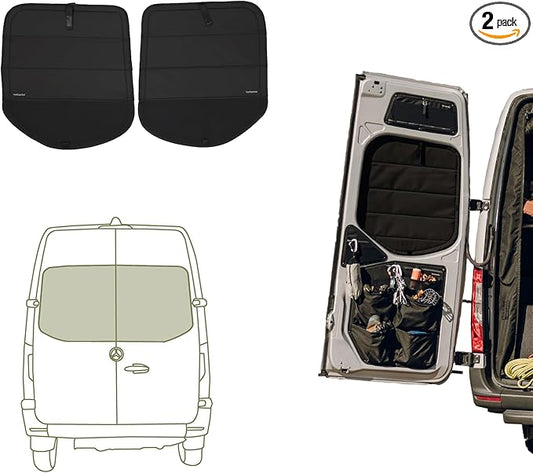 VanEssential Insulated Stealth Blackout Magnetic Window Covers Designed for Mercedes-Benz VS30 (Van Years 2019 to Current), Rear Door (Full Metal Door Frame) (Pair), Black
