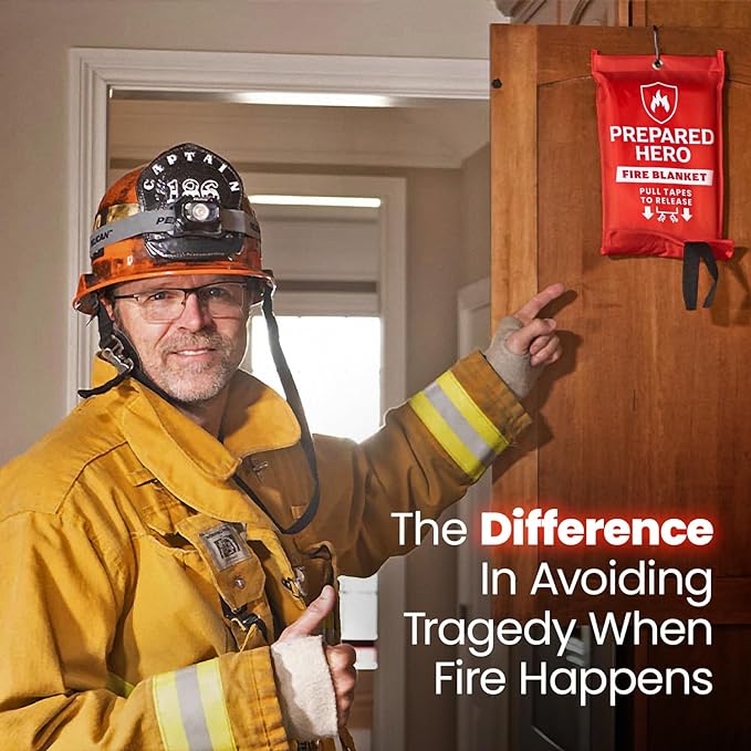 Prepared Hero Emergency Fire Blanket - 12 Pack - Fire Suppression for Kitchen, 39” x 39” Fiberglass Fire Blanket for Home
