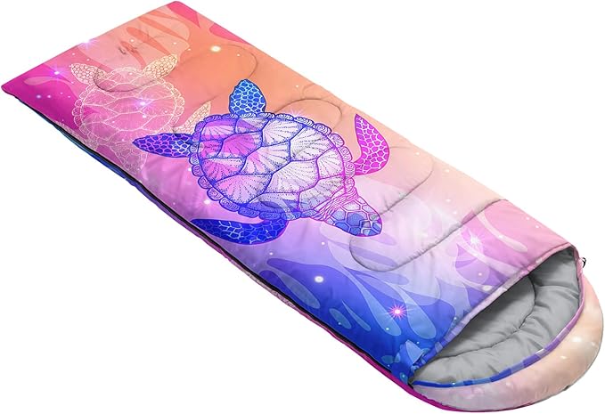 QOOMO Axolotl Cute Camping Sleeping Bags,3 Season Warm & Cool Weather,Lightweight,Waterproof Sleeping Bags for Adults & Kids,Traveling,and Outdoors