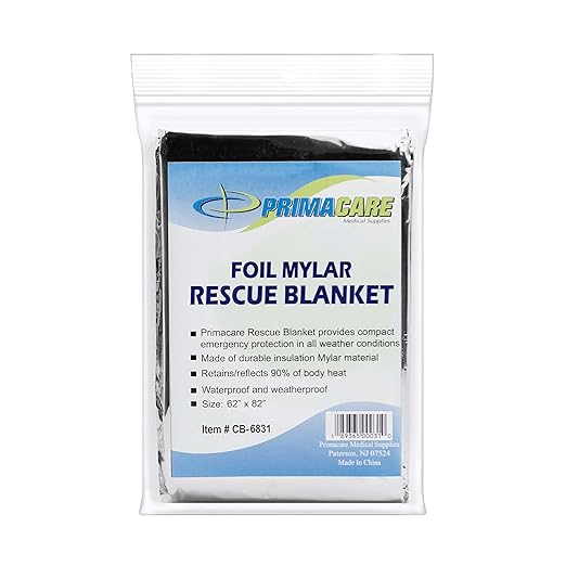 Ever Ready First Aid Mylar Rescue Blanket, Large Silver Thermal Sheet for Emergency and Survival, 54” x 84”