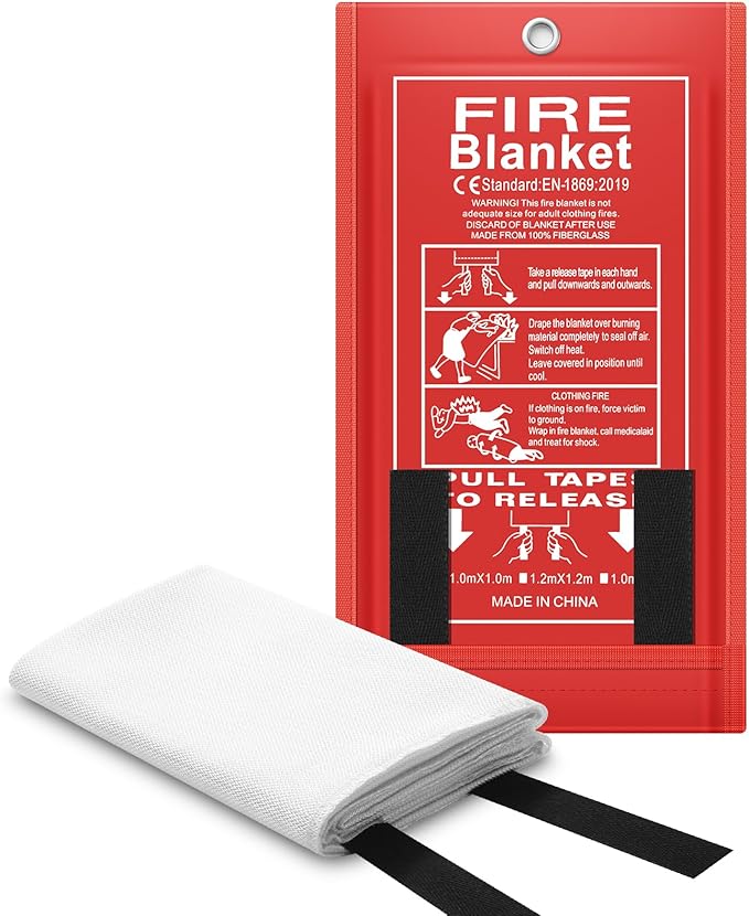 FLASLD Fire Blanket for Home and Kitchen, 47"x70" Fiberglass Fire Blankets Emergency for People, Flame Retardant Protection and Heat Insulation 4 ft x 6 ft