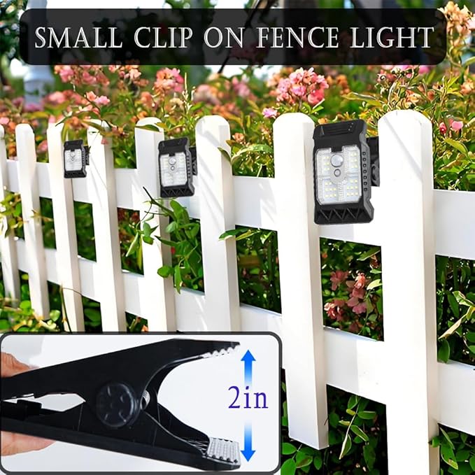 800lm Clip on Solar Lights Outdoor Waterproof, Motion Sensor Lights, LED Camping Tent Lantern ,Wall Lights , Garden Outdoor Portable Security Lights for Patio Home Fence Garage Yard 2 Pack