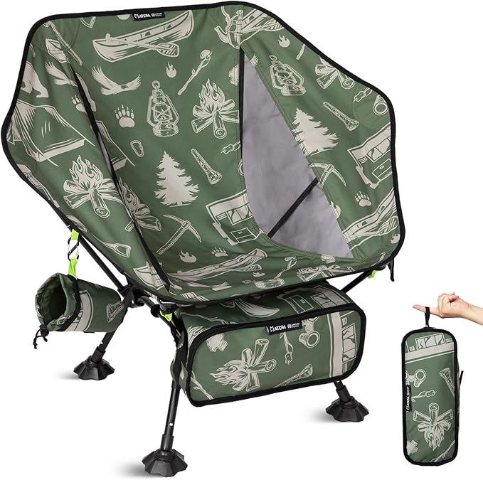 ATEPA UFO3.0 Ultralight Backpacking Chair, 330 lbs Heavy-Duty Aerospace Aluminum Folding Camp Chair with Hexagon Ergonomic Seat Anti-Sink Feet, Compact Portable Outdoor Gear for Hiking, Forestcamp