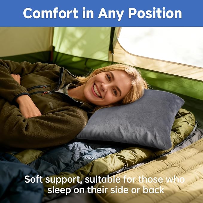 Small Shredded Memory Foam Pillow,Travel Pillow Compressible Camping Pillow,Compressible Medium Firm, Breathable Cover,Machine Washable