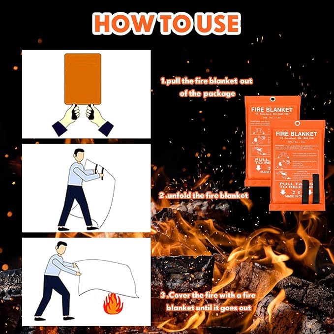 Macarrie 20 Pack Fire Blankets 39” x 39” Fire Blanket Emergency for Home and Kitchen Extinguisher Blankets Fiberglass Suppression Blanket Safety Fireproof Survival for Car Office Warehouse (Orange)
