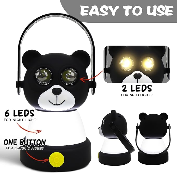 LED Bear Camping Lantern Kit, Battery Powered Night Light for Kids 6-12, Outdoor Equipment for Kids Ages 8-12, Toys Girls Boy Birthday Christmas Gift, Bear Style(Battery NOT Included)
