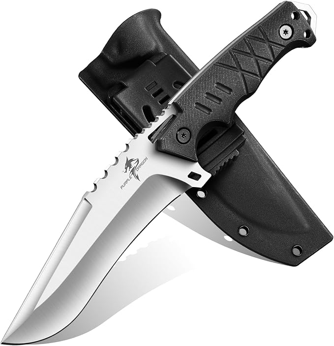 Purple Dragon Outdoor Knife with Kydex Sheath - D2 Steel Survival Knives for Camping, Bushcraft - Ergonomic G10 Handle Outdoor Survival Gear Christmas Gift for Men and Women