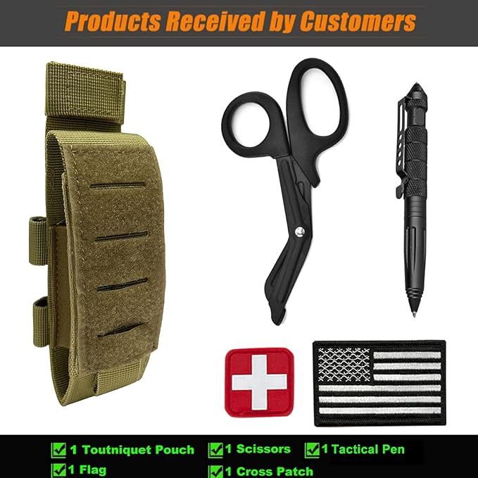 Upgrade 1000D Laser Cut Molle Tourniquet Holder, Heavy Duty Tactical Molle Tourniquet Pouch Holder