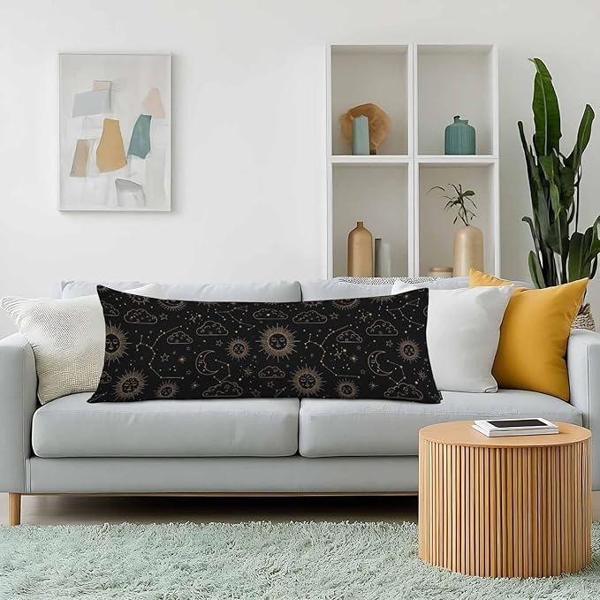 Couch Pillows Decorative Body Pillow Cover Sun and Moon, Galaxy Space Celestial Sun Moon Body Pillowcase for Men Women, Body Pillow Covers 20" X 54" Cushion Cases for Sofa Bed