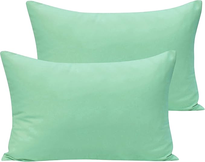 NTBAY Microfiber Toddler Pillowcases with Envelope Closure, 2 Pack 100% Brushed Microfiber Super Soft Travel Kids Nursery Pillow Cases, 14"x20" Fits Pillows Sized 12"x16" 13"x18" 14"x19", Mint