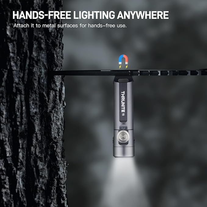 ThruNite Ti Keychain Flashlight, Bright 650 Lumens LED Portable Light, Compact USB-C Rechargeable Battery Mini Flash Light, Small EDC Pocket Torch Light for Camping, Everyday Carry, Grey (2PCS)