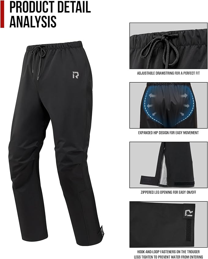 RIDEIRON Rain Suit, Motorcycle Rain Gear for Men & Women Waterproof Jacket and Pants Breathable Reflective Raincoat for Fishing, Golf, Hunting, Camping L