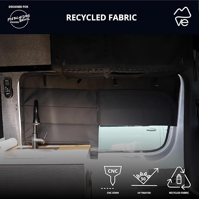 VanEssential Insulated Stealth Blackout Magnetic Window Cover Designed for Mercedes-Benz NCV3 & VS30 (Van Years 2007 to Current), Crew Window (Bare Metal Window Frame Only), Black