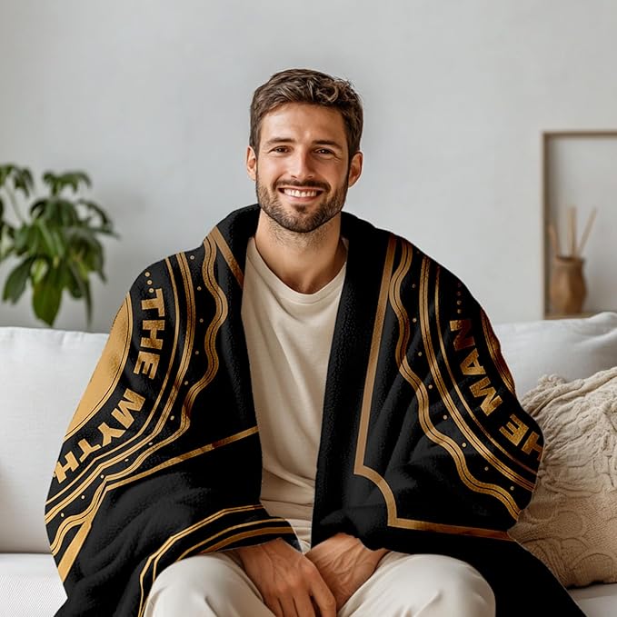 Wazzio Happy Birthday Gifts for Men, Men Birthday Gifts for Dad, Blanket for Man, Throw Blanket for Him, Creative Gift for Dad, Grandpa and Uncle, Initial Letter S Blanket for Christmas 50"x60"