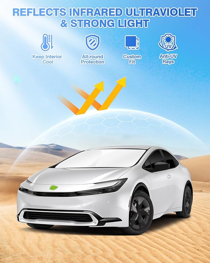 Canvcle Sunshades for Toyota Prius 2023-2025 2026 Accessories Windshield Sun Shade Side Rear Window Shade Cover Sun Visor Shield Privacy Protection Keep Vehicle Cool Black 6PCS