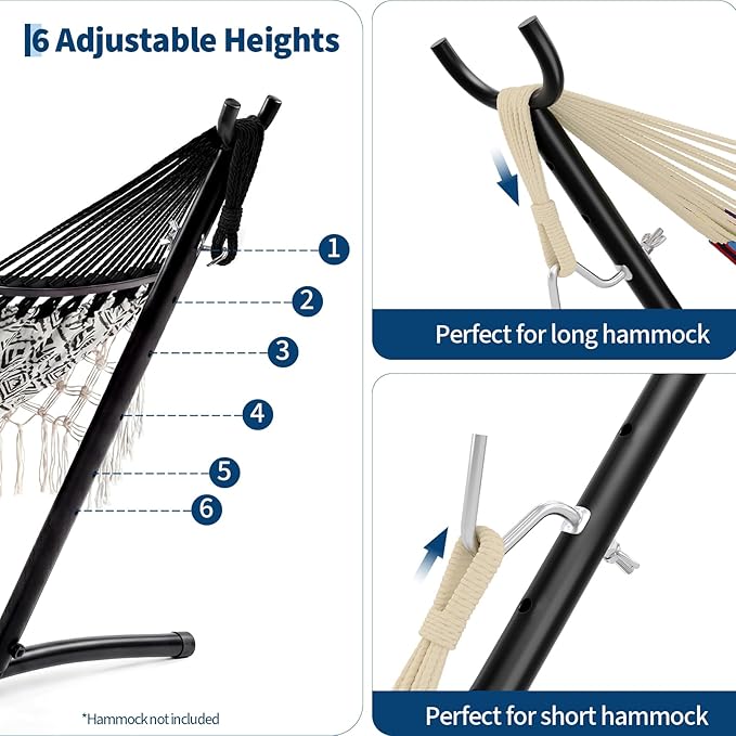 9FT Heavy Duty Adjustable Steel Hammock Stand, 450 LBS Capacity Outdoor Hammock Frame, Weather Resistant & Easy to Assemble for Patio Yard Garden